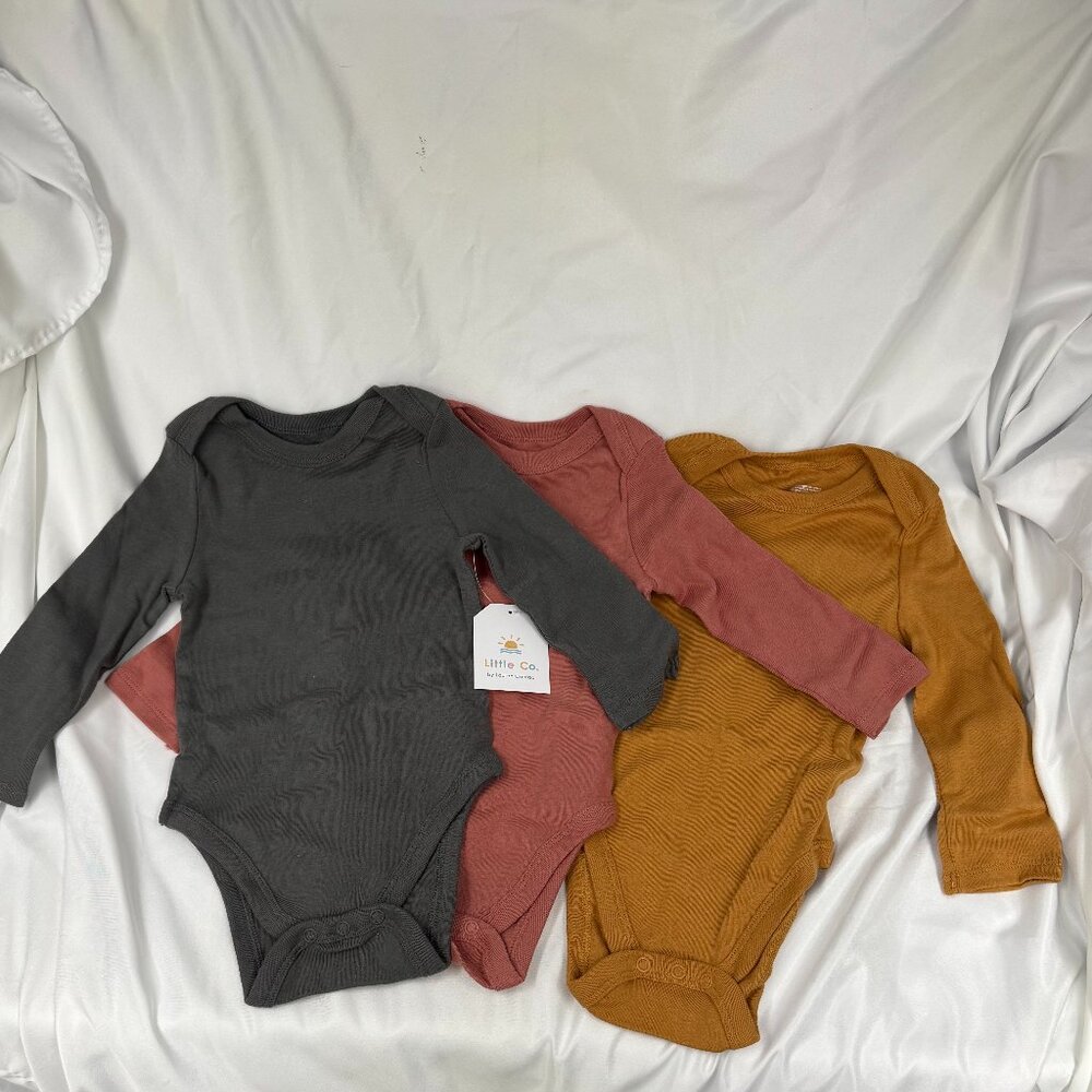 Little Co Lauren Conrad Long Sleeve Organic Cotton Bodysuits, 3-Pack, 12 months